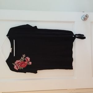 Twenty Second Black Embroidered Tee